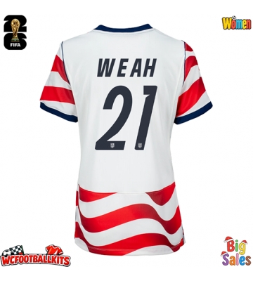 United States Timothy Weah #21 Replica Home Stadium Shirt for Women World Cup 2026 Short Sleeve